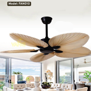 QUẠT TRẦN 5 CÁNH LÁ CỌ THÂN ĐEN CAO CẤP FAN-010