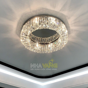 ĐÈN MÂM TRÒN ỐP TRẦN PHA LÊ KHÚC XẠ M-9173