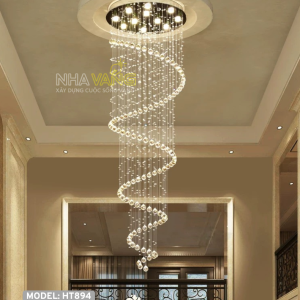 ĐÈN CHÙM PHA LÊ THÔNG TẦNG ỐP TRẦN DÁNG THẢ XOẮN HT-894