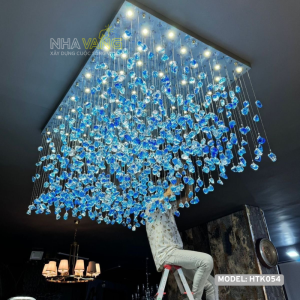 ĐÈN CHÙM THẢ TRẦN ĐÁ THIÊN THẠCH XANH HTK-054