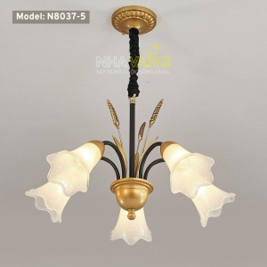 ĐÈN CHÙM CHAO THỦY TINH PHONG CÁCH INDOCHINE N-8037/5