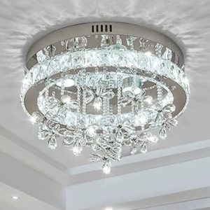 ĐÈN MÂM TRÒN ỐP TRẦN THẢ PHA LÊ CÁNH HOA M-9120