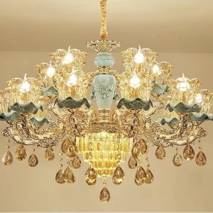 ĐÈN CHÙM PHA LÊ TÂN CỔ ĐIỂN CỐC HOA 8 TAY N-8020/15