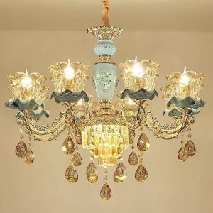 ĐÈN CHÙM PHA LÊ TÂN CỔ ĐIỂN CỐC HOA 8 TAY N-8020/8