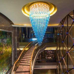 ĐÈN THÔNG TẦNG PHA LÊ XANH THIẾT KẾ RIÊNG CT-005