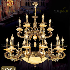 ĐÈN CHÙM ĐỒNG ĐÁ ĐẾ NẾN 18 TAY 𝐍_𝟗𝟗𝟐𝟐/𝟏𝟖